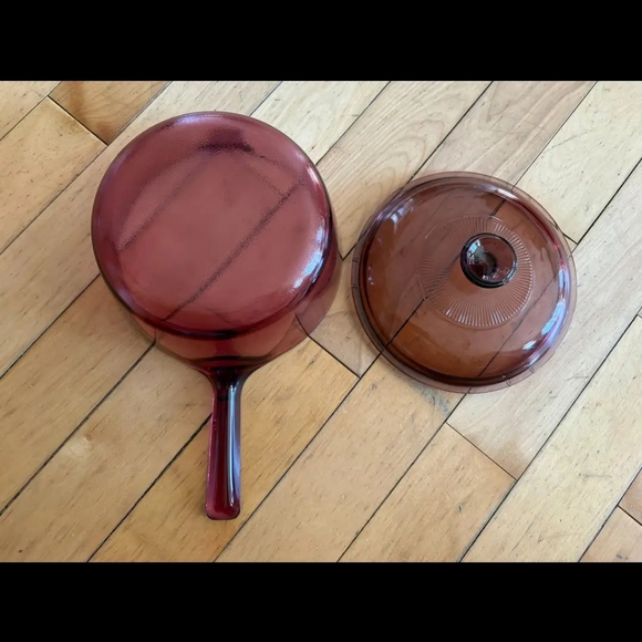 Corning Visions Cranberry Glass 2.5 L Sauce Pan Cookware Purple Plum Vintage Pot - Picture 9 of 9